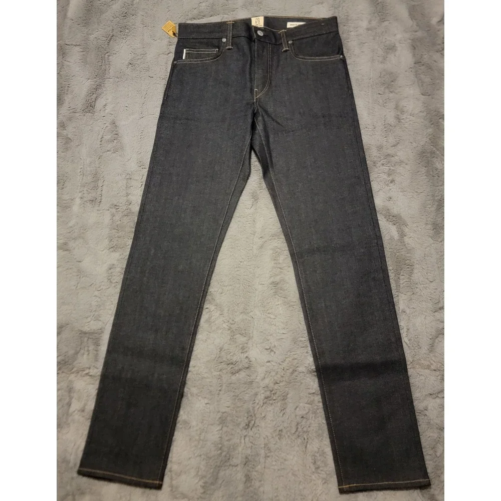 Hiroshi Kato Jeans Mens 31x34 Indigo Raw Blue Pen Slim 4-Way Stretch Selvedge - Picture 3 of 11